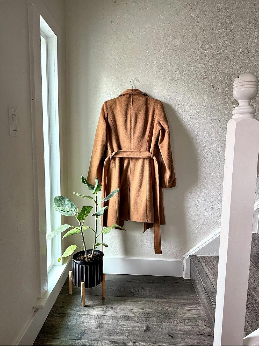 Michael Kors Wool Blend Belted Wrap Coat Women's Brown Medium - Picture 2 of 3